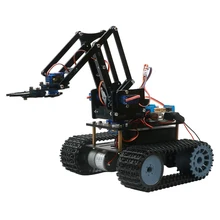 Интеллектуальный робот-автомобиль 4 степени свободы, беспроводная рукоятка высокой твердости Scracth, программирование PS2/2,4G, радиоуправляемая игрушка-робот