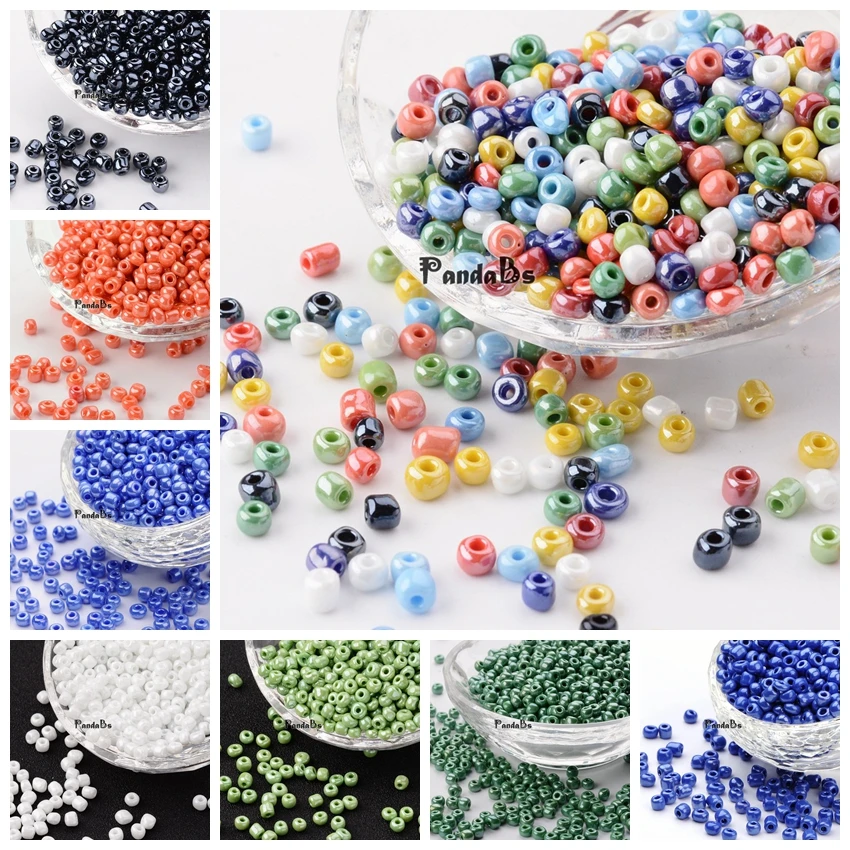 

1 Pound 4mm 6/0 Glass Seed Small Beads Opaque Colors Lustered Round Mixed Color 4mm Hole: 1.5mm about 4500pcs/pound