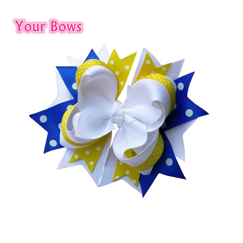 

Your Bows 1PC 5.5Inch Girls Hair Bows Blue White Yellow Boutique Bows Hair Clips Hairpins Cute Girls Hair Accessories