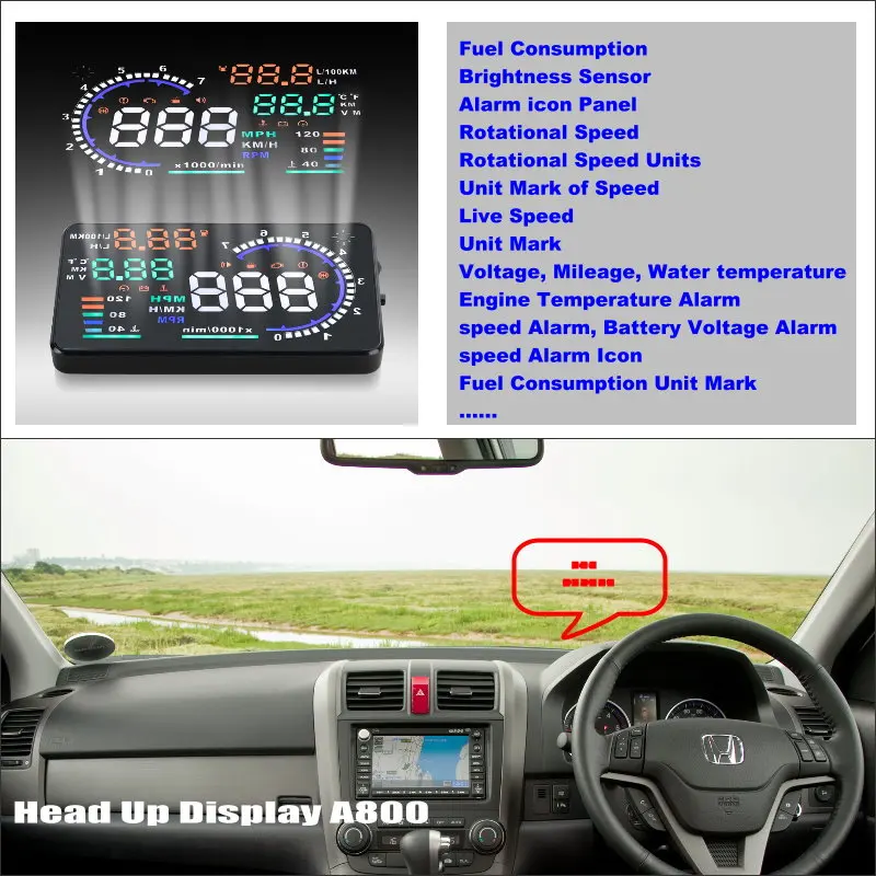 

Car HUD Head Up Display For Honda CRV CR-V 2007~2010 Refkecting Windshield Screen Saft Driving Screen Projector