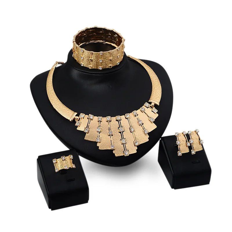 Big Nigerian Wedding African Beads Jewelry Set Fashion Dubai Gold Plated Jewelry Set Costume Parure Bijoux