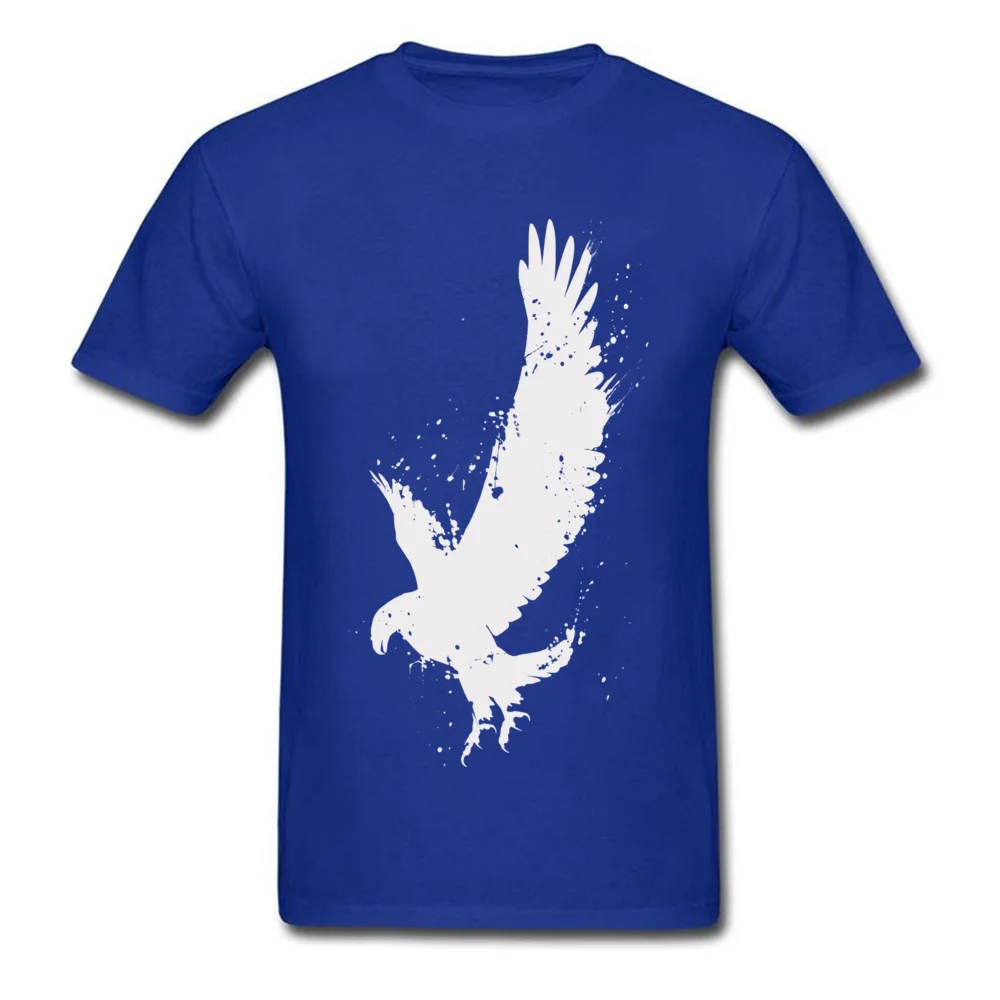 Print Normal Summer/Fall Cotton Fabric O-Neck Men Tees Birthday Tee-Shirt Classic Short Sleeve Tshirts Top Quality Eagle Brush Strokes Splatters On Dark blue