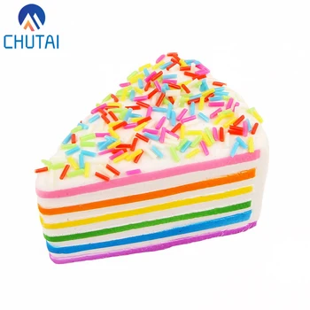 

Kawaii Soft Squishy Colorful Rainbow Cake Bread Phone Straps Slow Rising Bun Charms Gifts Toys Stress Reliever Fun 9*6*5.5CM