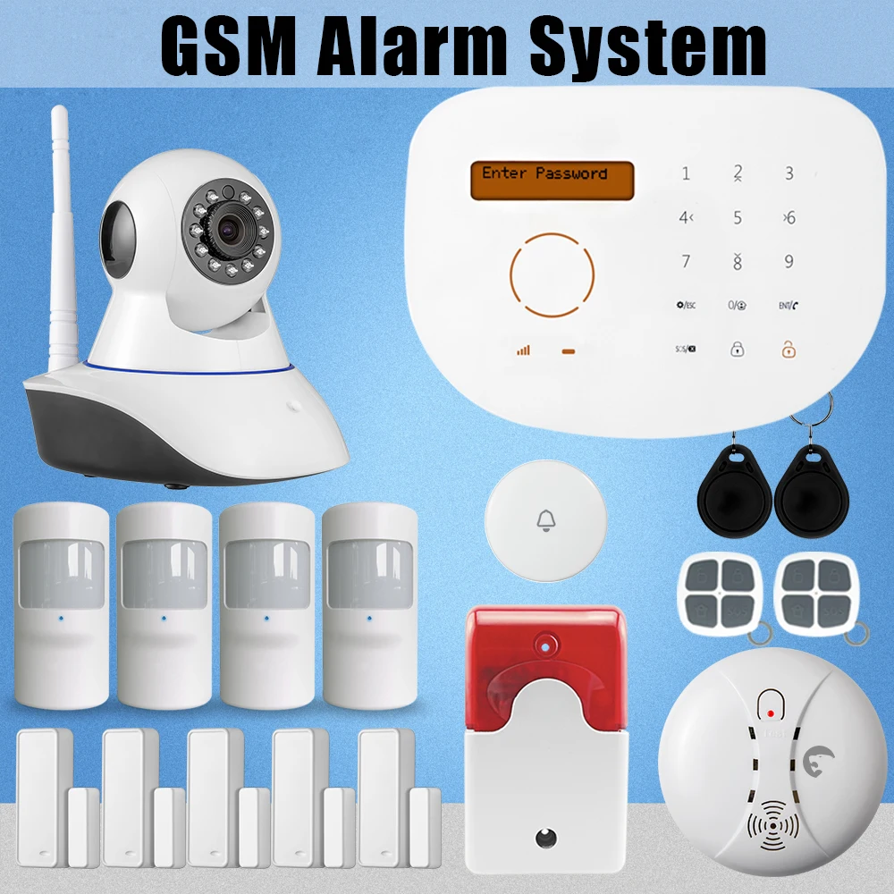 

Etiger APPs Home Alarm System GSM SMS  Smoke Detector WiFi Camera Pet friendly PIR sensor SOS Button