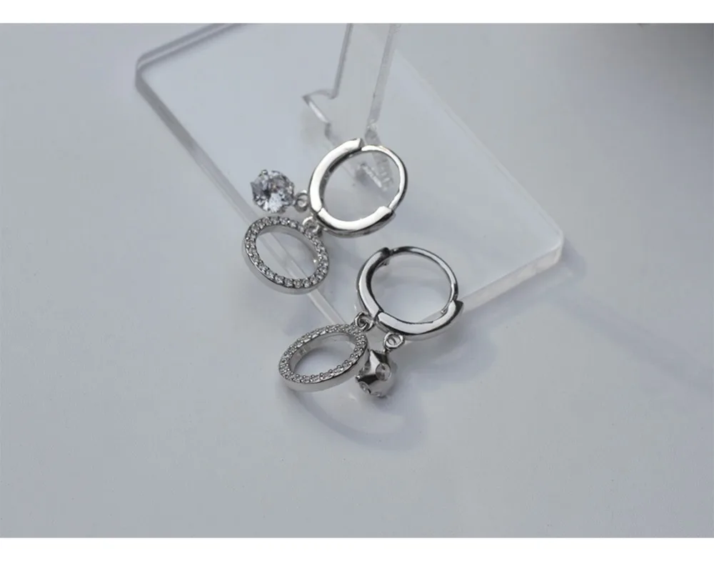 Серьги из стерлингового серебра 925 пробы, модные циркониевые круглые серьги с подвеской, серьги с ушками, милые дикие темпераментные женские серебряные ювелирные изделия для ушей