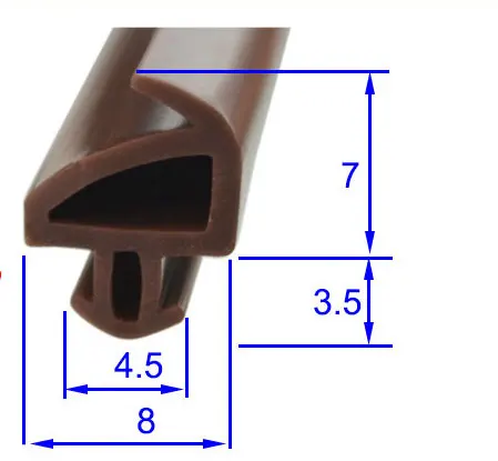 10 метров трубчатая прокладка уплотнитель алюминиевой двери окна слот уплотнительная полоса треугольник силиконовая резина 5x12 м черный белый коричневый - Цвет: brown