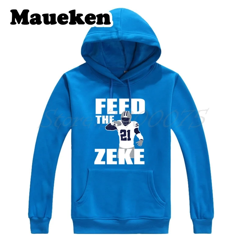 

Men Hoodies MVP dallas FEED THE ZEKE Ezekiel Elliott #21 Sweatshirts Hooded Thick for cowboy fans gift Autumn Winter W17100615