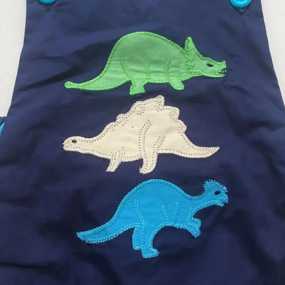Puresun Popular Cute Dinosaur Applique Toddler Boys Summer Romper Strap Design Boys Sleeveless Romper Outfit