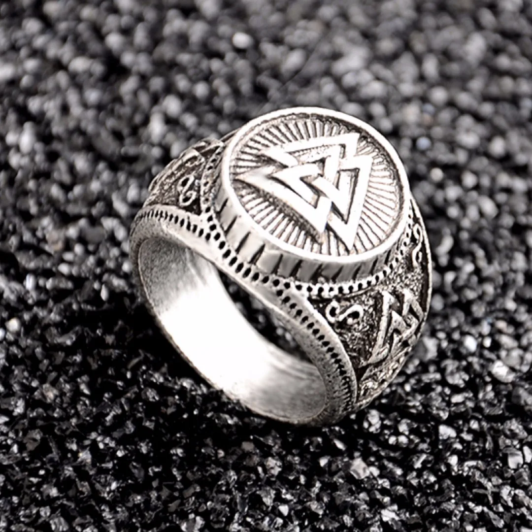 Men Vintage Retro Silver Valknut Norse Nordic Odin Rings Viking Jewelry
