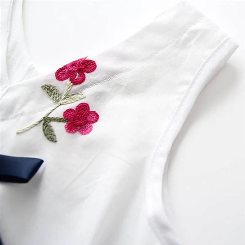 Одежда для маленьких девочек Летнее Детское платье принцессы с цветочным рисунком белые вечерние платья с милой вышивкой сарафан Детский костюм fille# sg