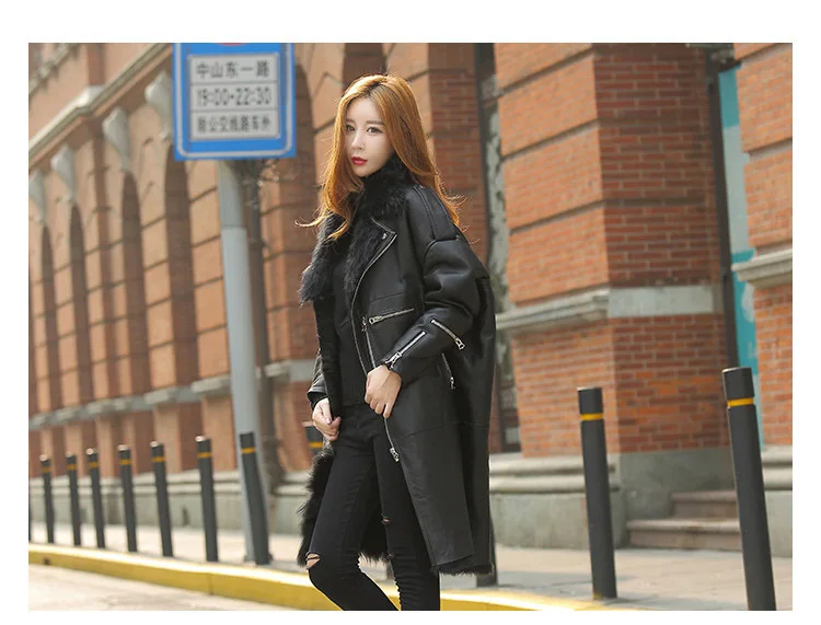 women natural sheep skin leather coat fur inside (5)