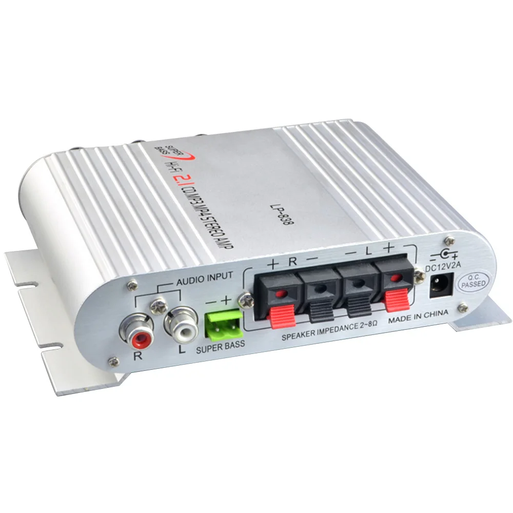 Mini Lepy LP-838 coche 3 canales amplificador estéreo Mega Bass 12 V Hi-Fi conectar con el teléfono PC DVD reproductor MP3 MP4 Subwoofer portátil Mini Lepy LP-838 coche 3 canales amplificador estéreo Mega Bass 12 V Hi-Fi conectar con el teléfono PC DVD reproductor MP3 MP4 Subwoofer portátil