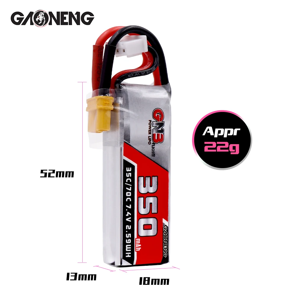 2 шт Gaoneng 350mah 7,4 V 35C/70C 2S Lipo батарея с XT30 или JST разъем для Beta75X ESKY DLG1000 F300BL DTS130 крошечные Whoop Дрон