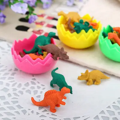 8Pcs Mini Kawaii Dinosaur Egg Pencil Rubber Eraser Stationery Student with G5F4