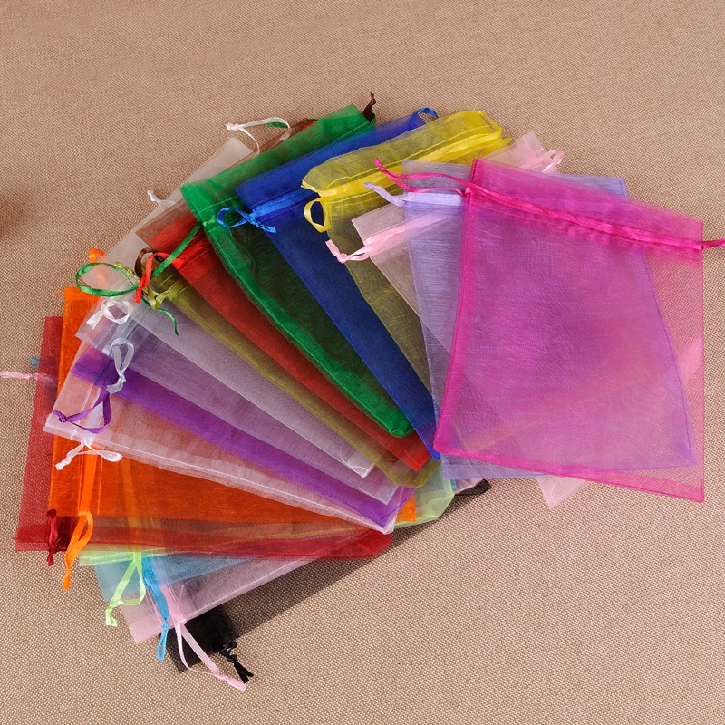 100Pcs 25*35cm Organza Sheer Gauze Element Bags Wedding Party Favor