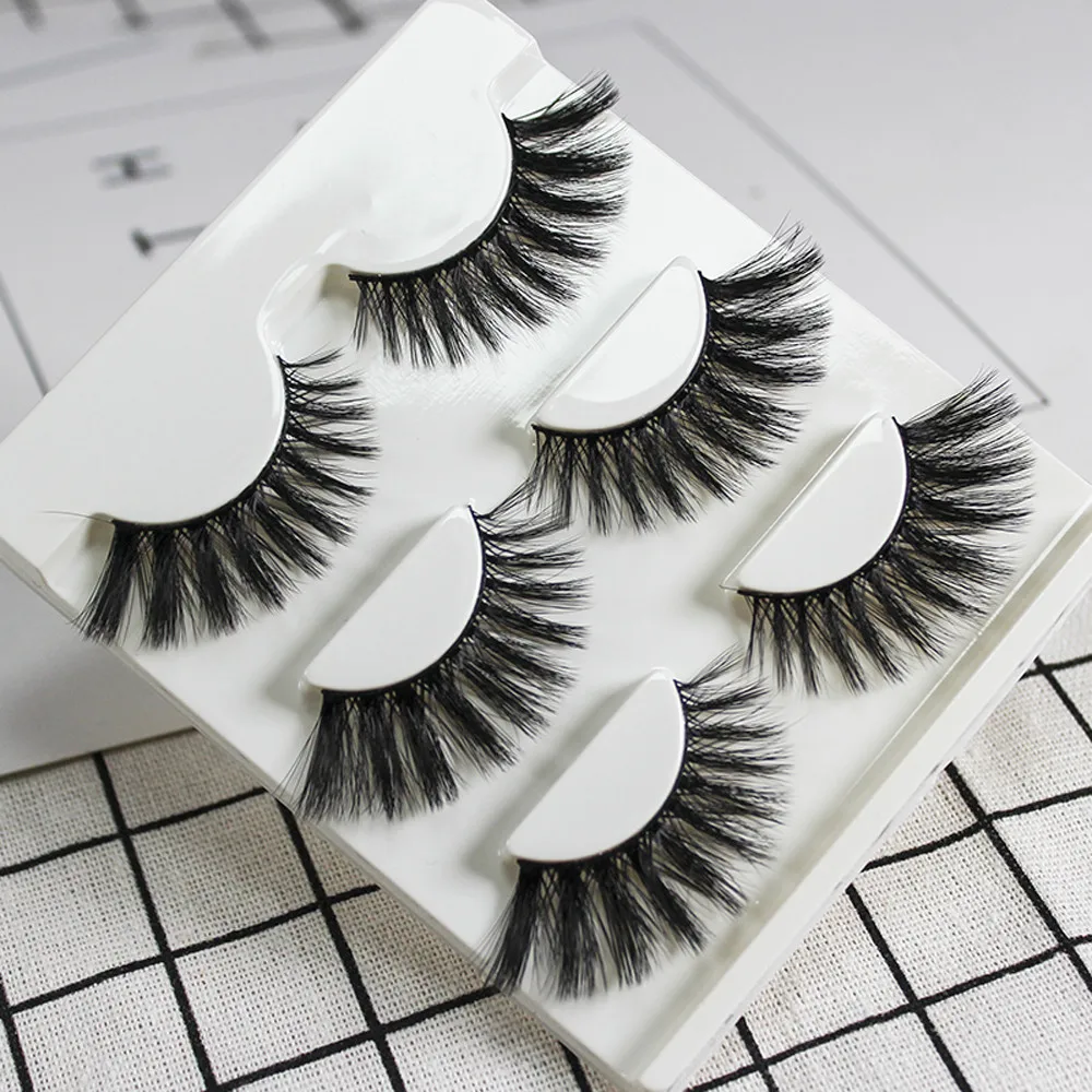 

#501 2018 New Fashion 3 Pairs 3D Long False Eyelashes Makeup Natural Fake Thick Black Eye Lashes Freeship
