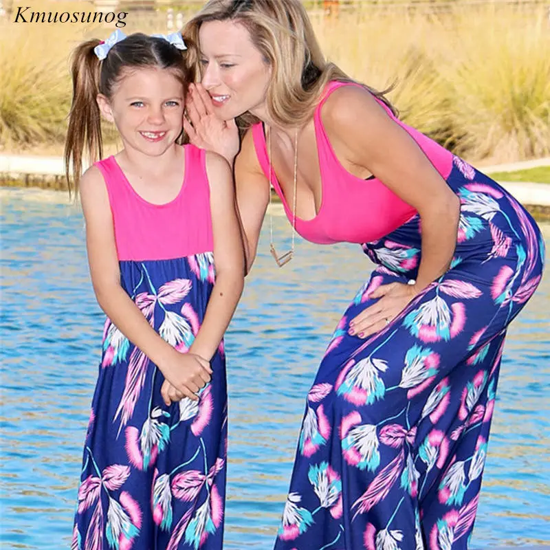 Mother Daughter Dresses 2019 Patchwork Floral Long Dress Mommy and me clothes Vestido mae e filha Family matching C0360 | Мать и ребенок