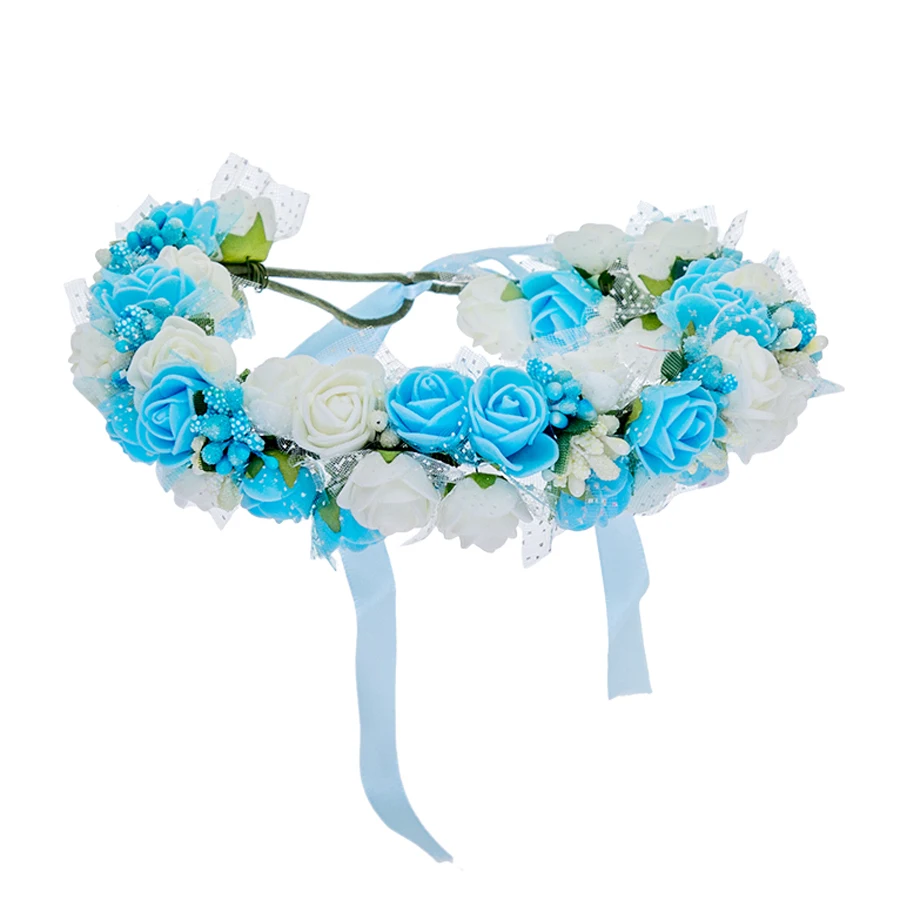 Женский ободок цветы на голову AWAYTR корона с цветами для девочки Венок Свадебные аксессуары для волос Двойная Пена роза цветочный ободок