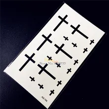 Latin Cross Temporary Waterproof Tattoo Black Ink Calvaire Fake Flash Tattoo Sticker Women Men Makeup Body Art Arm Shoulder Neck