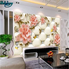 beibehang European soft bag diamond flower butterfly background wall custom wallpaper mural decoration