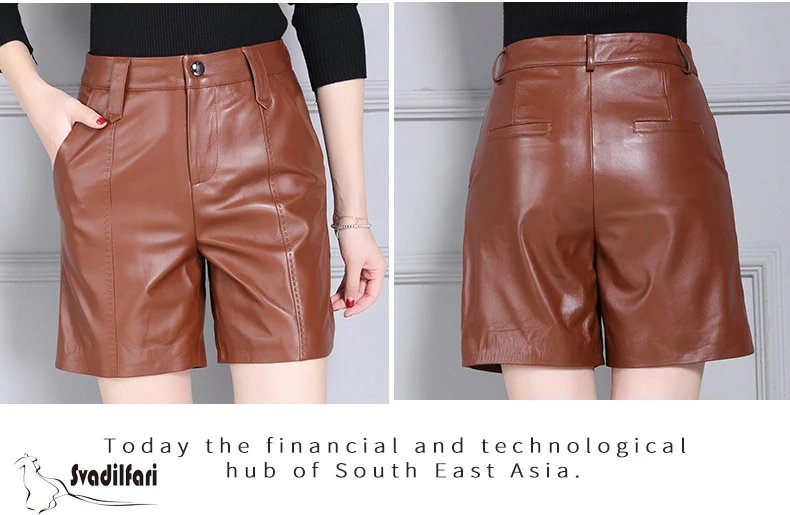 Svadilfari/Лидер продаж, новинка 2018 года, весенние корейские шорты из натуральной кожи, черные формальные шорты с высокой талией, женские