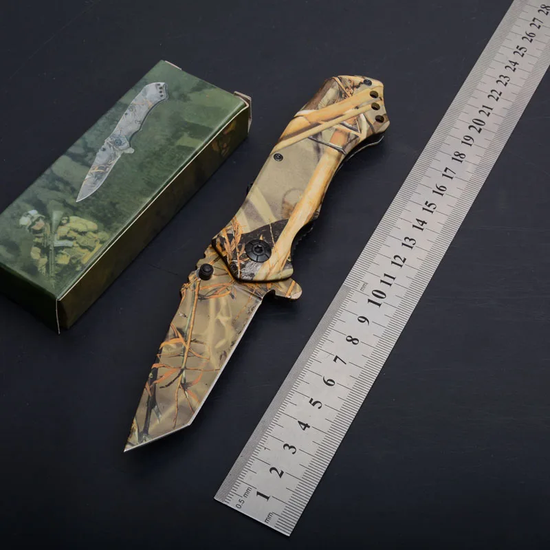 

Hysenss Camouflage Tactical Folding Knife 5Cr13Mov 56HRC Outdoor Camping Hunting Survival Pocket EDC Tools Clip Utility Knife