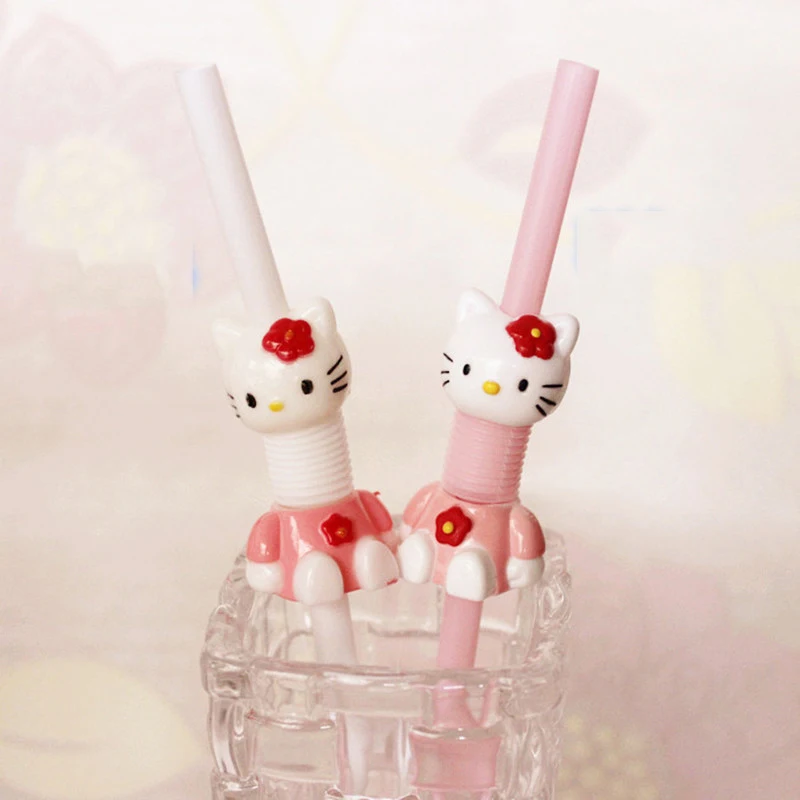 

5PCS Decoration Drinking Cartoon Kitty Straws Hello Birthday Party Plastic Supplies Festive Straws Straw 0