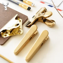 Nordic Style Metal Gold Binder Clip Office Paper Bills Stainless Steel Duckbill Clip Long Tail Clip Office & School Stationery