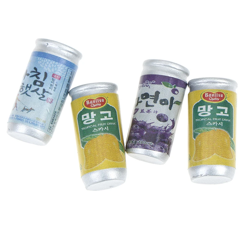 Dollhouse 1:12 Miniature Dollhouse Furniture 4* Drink Cans Decorations DIY Doll House Kitchen Accessories Cute Mini Cans