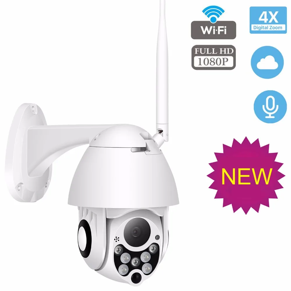

PTZ IP Camera Wifi Outdoor Speed Dome 1080P Wireless Wifi Security Surveillance Camera Pan Tilt 4X Digital Zoom Network ip cam