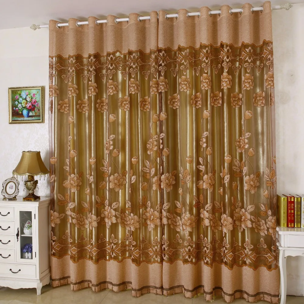 Европейские тюлевые шторы с цветами для гостиной прозрачные Занавески роскошные