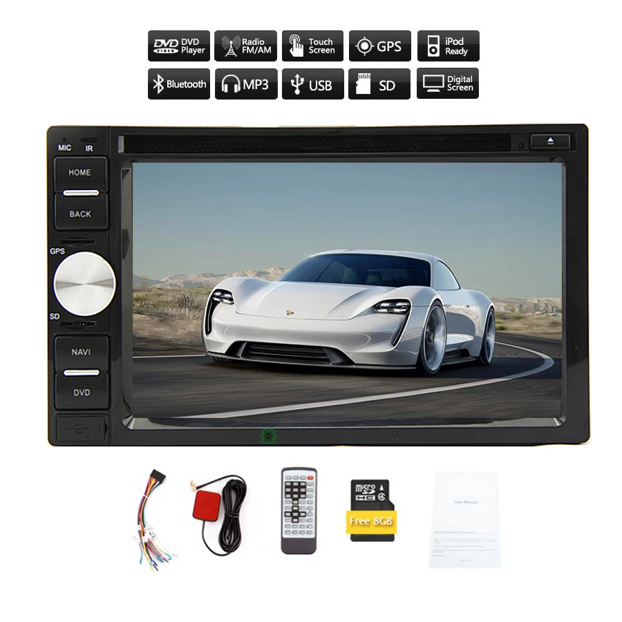 Flash Deal In Deck PC MP3 HeadUnit Stereo CD 6.2 Inch EQ Autoradio System Sub win8 Music Video Radio Audio MP5 GPS Map Car DVD 9