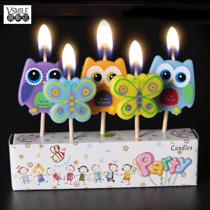5 шт. красочные морские рыбы олень цветы дети день рождения кекс топперы творческий с днем рождения бездымного торт свечи, праздничные принадлежности - Цвет: 2