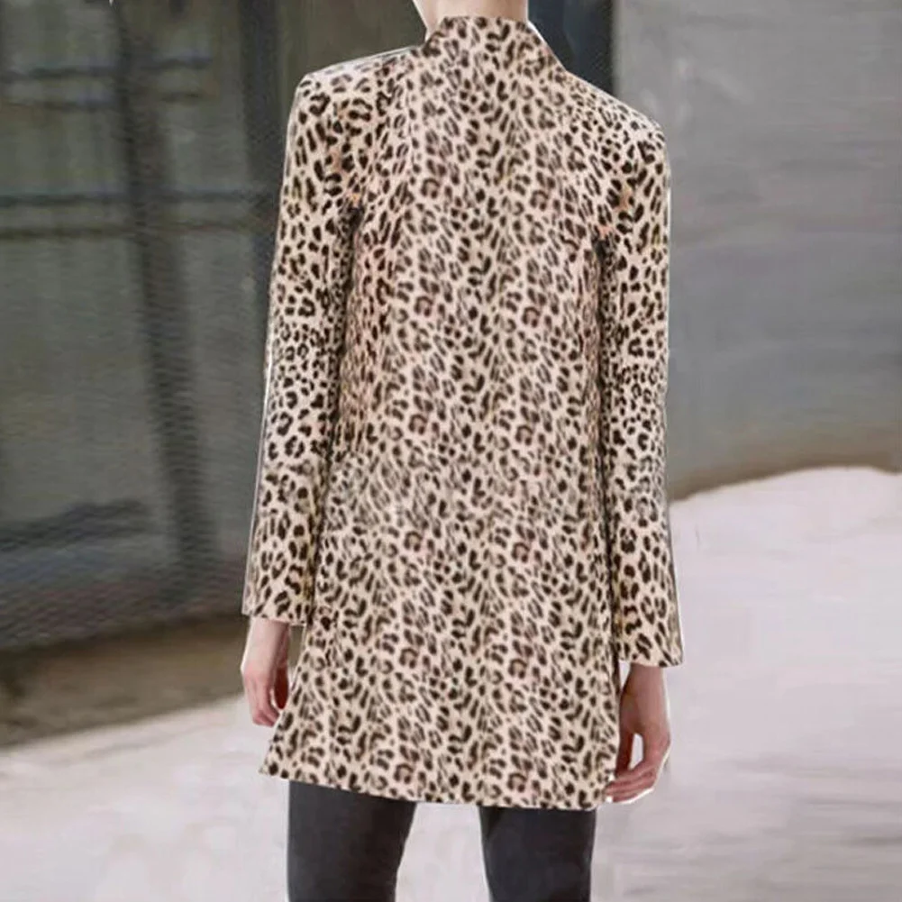 Винтаж змея печати леопарда Для женщин Пиджаки и жакеты с длинным рукавом Блейзер Пальто Верхняя модные ботинки из органической кожи