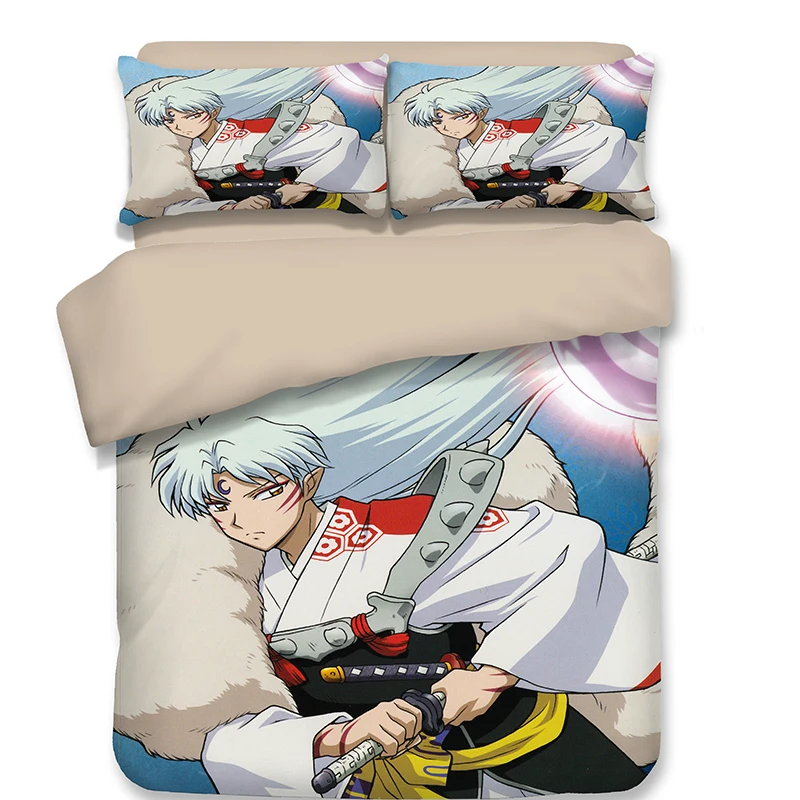 Japanese Ninja Anime Inuyasha Teen Boys and Girls Bedding Sets Twin Queen King Size Sheet Pillowcase Duvet Cover 4pcs Bedclothes