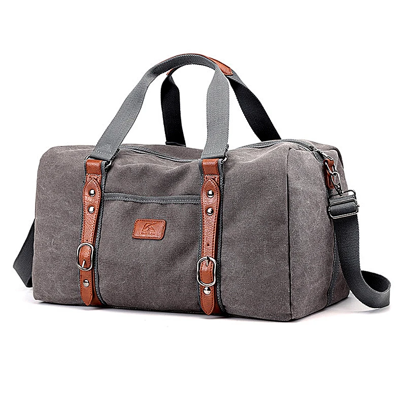 

Men Travel Bags Canvas Leather Luggage Bags Travel Duffel Bag T729 Large Capacity Handbag Weekend Bag Overnight