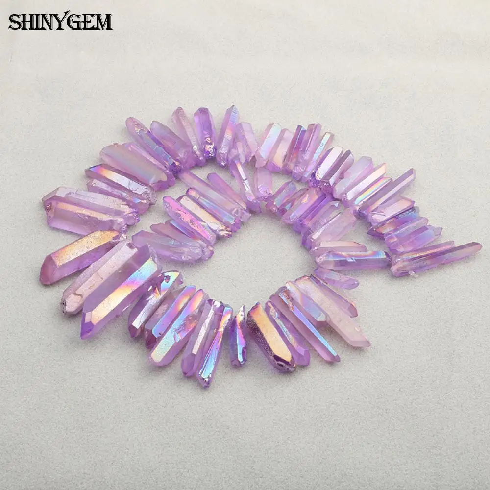 

ShinyGem Purple Quartz Crystal Pillar Drilled Natural Stone Beads For Pendants Jewelry Making Druzy Gems Jewelry Findings Charms