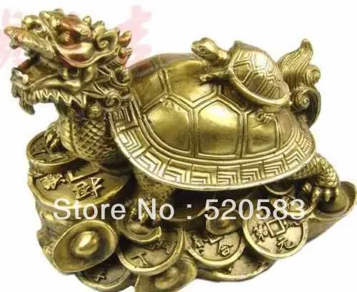 

free lucky Chinese handwork Bronze Fengshui Dragon Turtle Statue fast