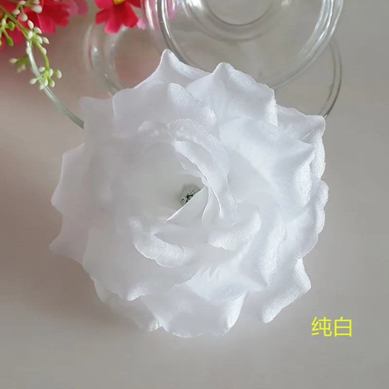 

High Quality ! 1pc 10CM Artificial Flowers White Rose Silk Flowers Artificial Flower Heads Home Decor Wedding Favors DIY Decor