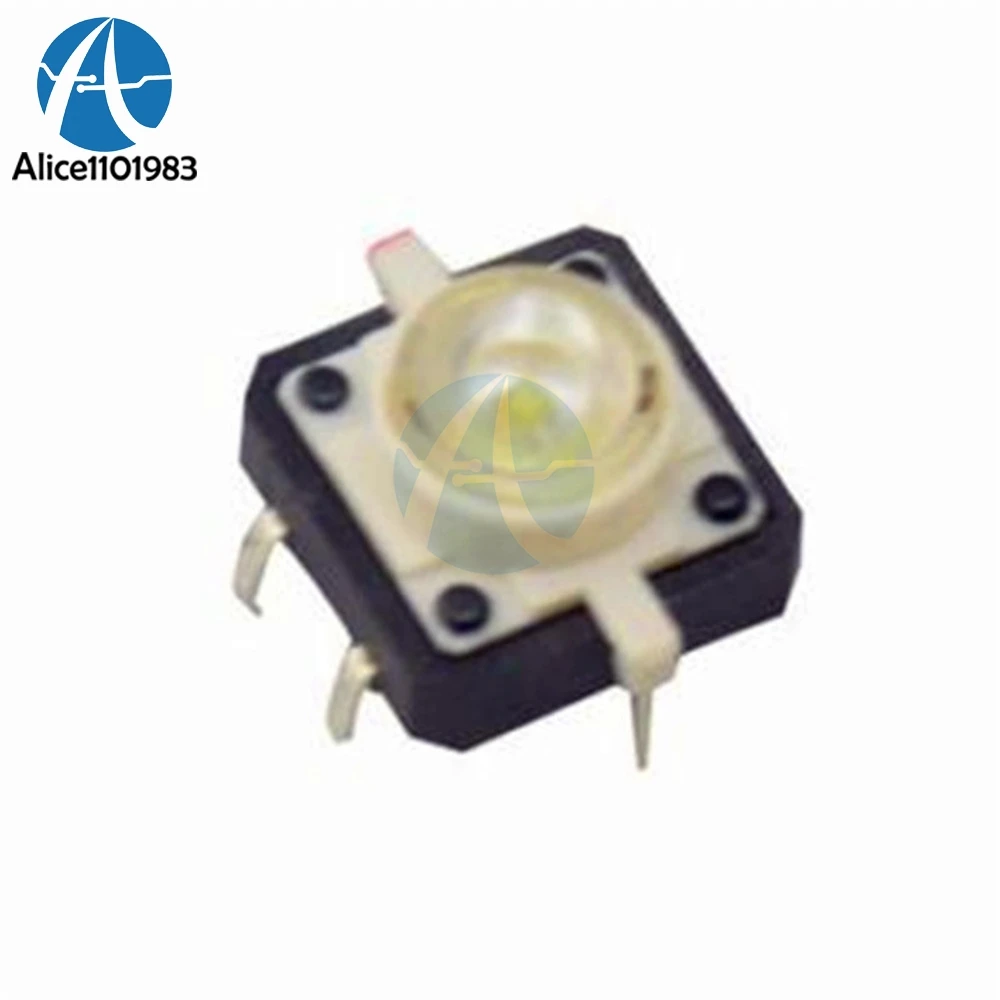 5PCS 5 Color 12X12X7.3 Tactile Push Button Switch Momentary Tact LED