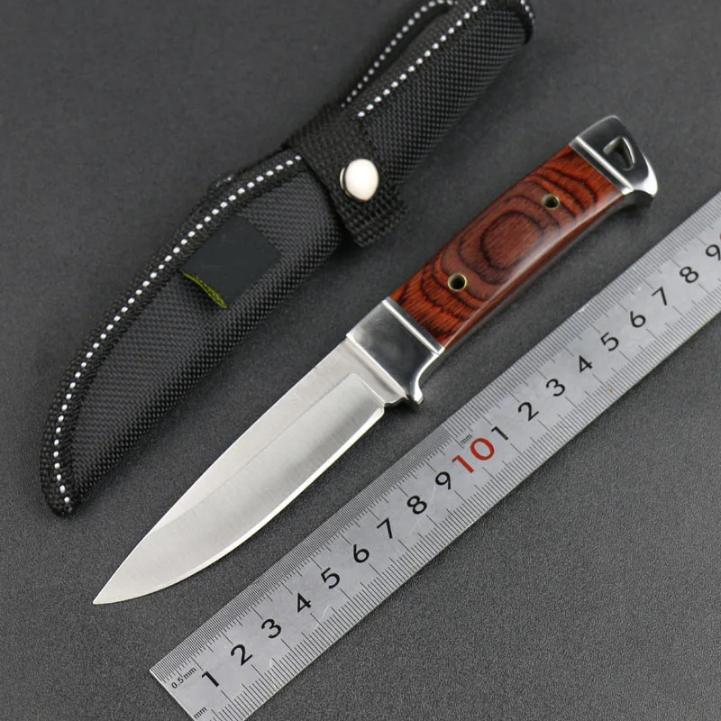 

Sharp Hunting Knife 3CR13MOV Tactical Survival Knives colourwood handle Camping Tools Knife with nylon sheath