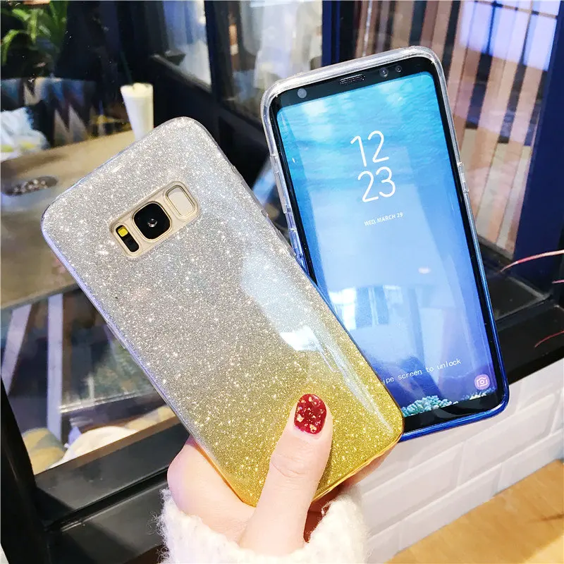 Модный Блестящий градиентный чехол для Samsung Galaxy S8 S9 Plus S6 S7 Edge A3 A5 A7 J3 J5 J7 2016 2017 A8 2018