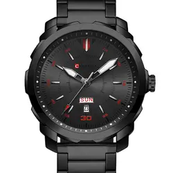 Новый Curren Мужские часы кварцевые Черный Vogue Бизнес Военная Униформа Лидирующий бренд человек мужские часы 3ATM водонепроница