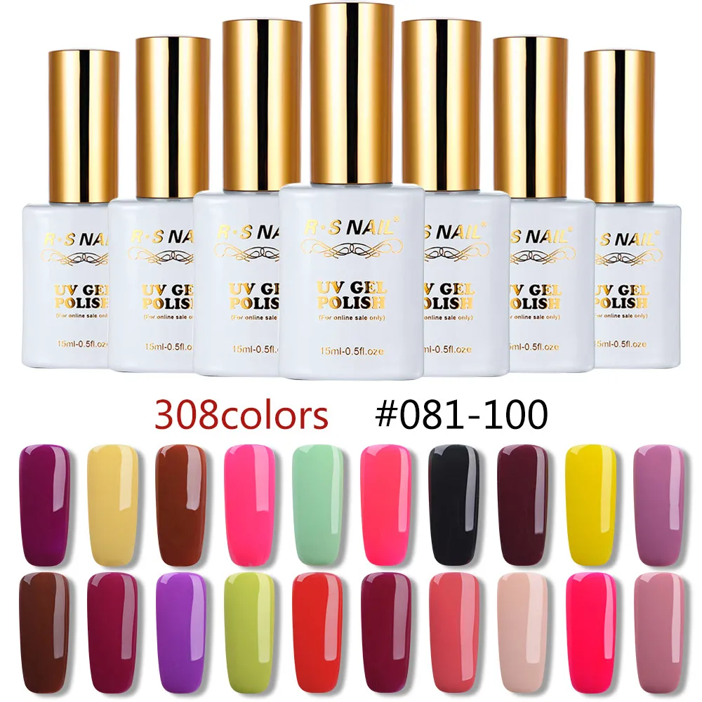 RS 15ml nail gel polish uv led color gel varnish 308 colors 081 100