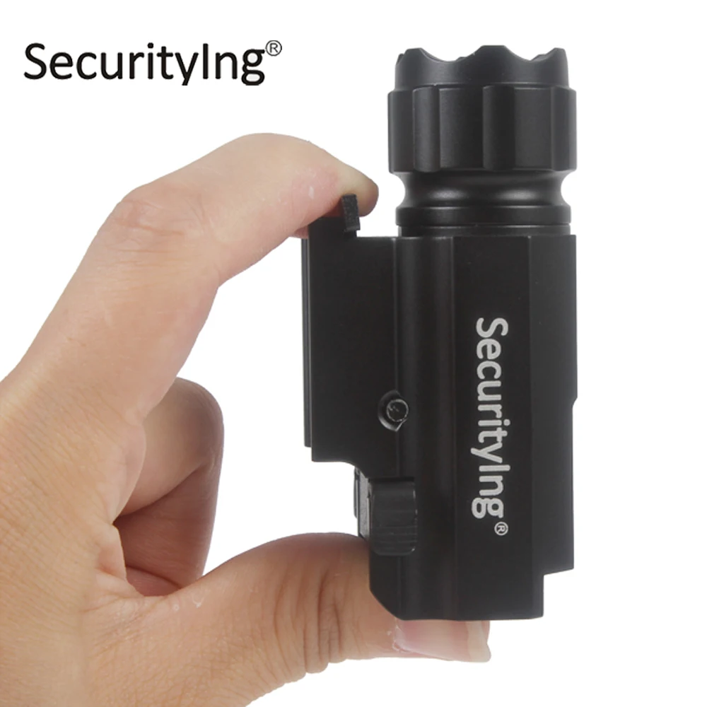 

SecurityIng Mini LED Gun Flashlight Torch with Quick Release Weaver Mount for Outdoor Hunting Camping Hiking Flash Light