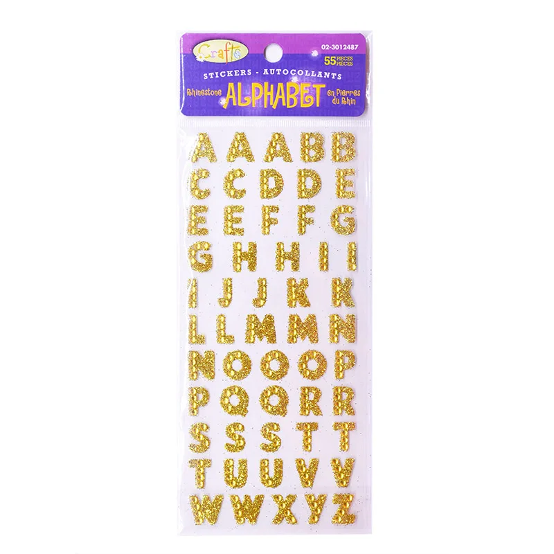 1 Sheet Glitter Alphabet Letter RhinestonesStickers Self Adhesive Gold/silver Words Stick On Scrapbooking DIY Handmade Book Deco