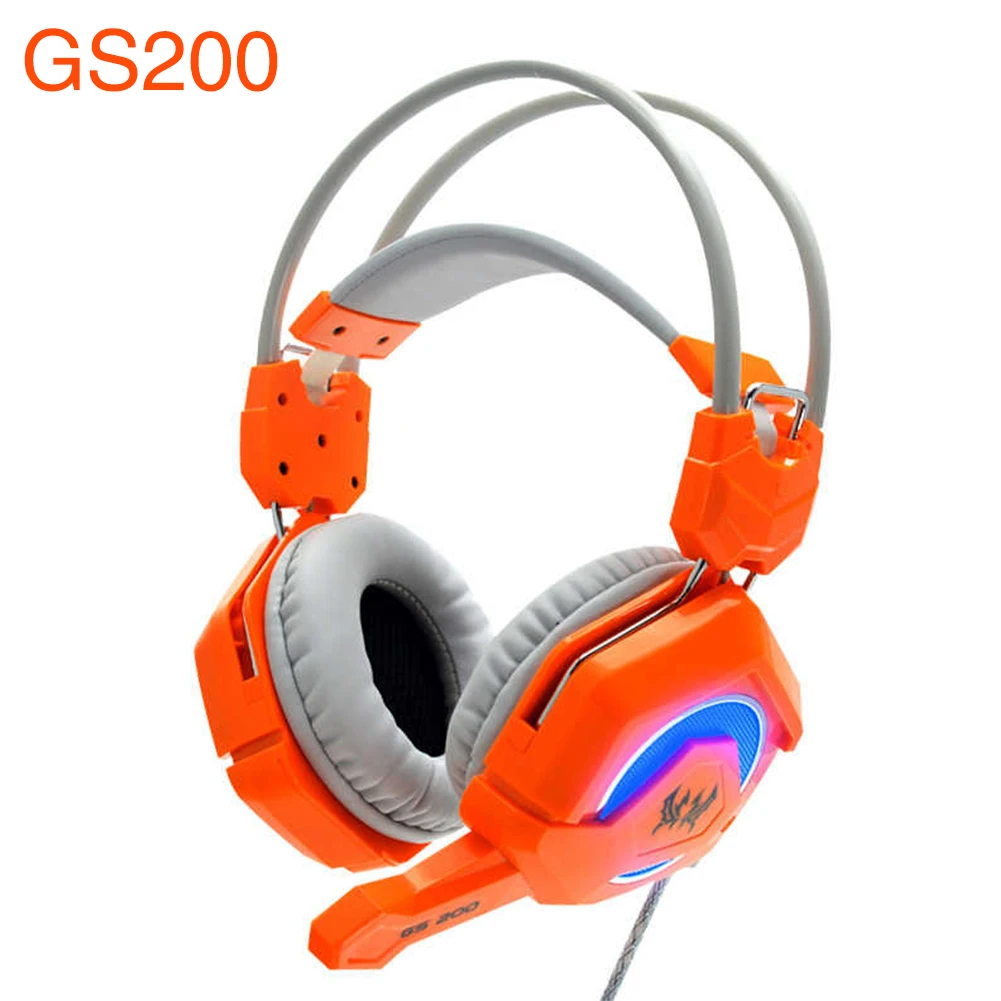 

Pro Gaming Headphone Noise Reduction Each GS200 Breathing LED Stereo Earphone Haedsets Headband +3.5mm Mic For PC Laptops