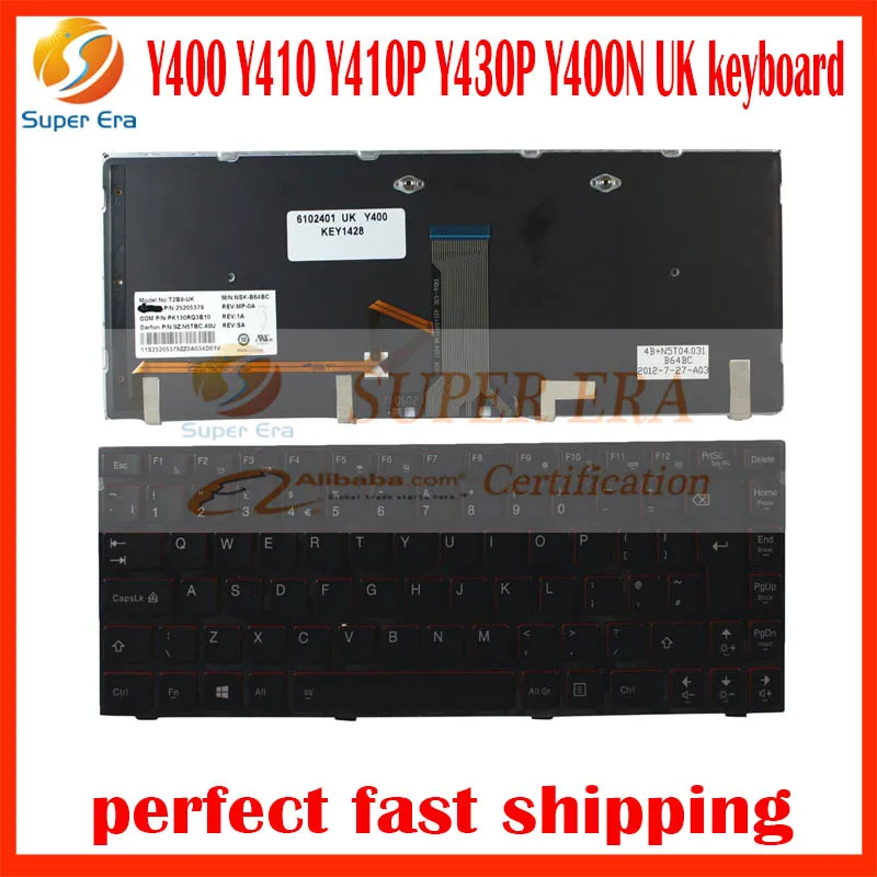 Y400 Y410 y410p y430p Y400N UK Клавиатура с подсветкой для Lenovo Великобритания Клавиатура клавир с подсветкой с помощью отвертки
