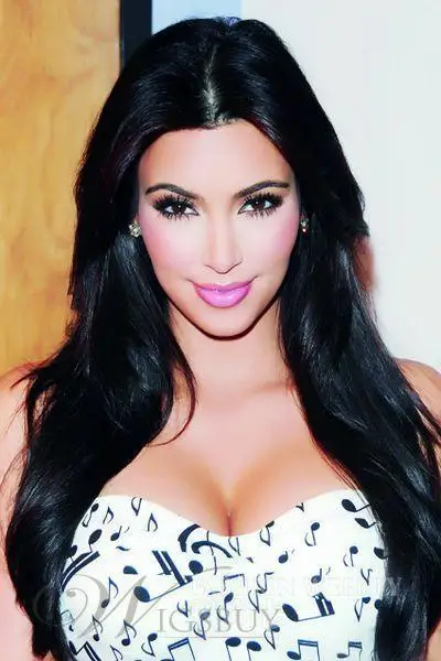 Fashion Kim Kardashian Long Black Layered Straight Lace Front Wig About 20 Inches 100 Indian Remy Human Hair Free Shipping Aliexpress