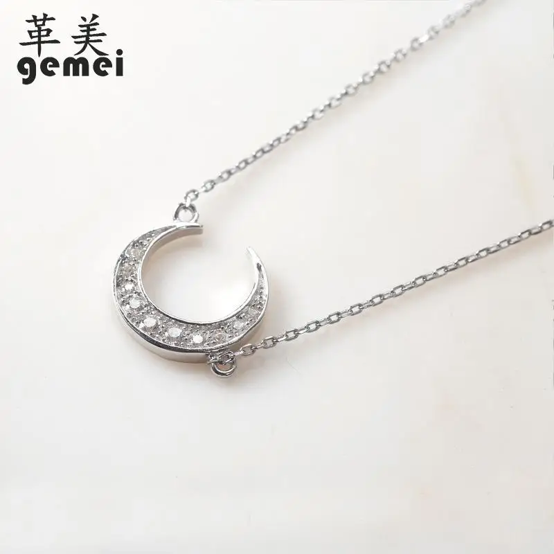 

Gemei 100% 925 Sterling Silver Cubic Zirconia Moon Necklaces & Pendants For Women Simple Fashion Party Jewelry